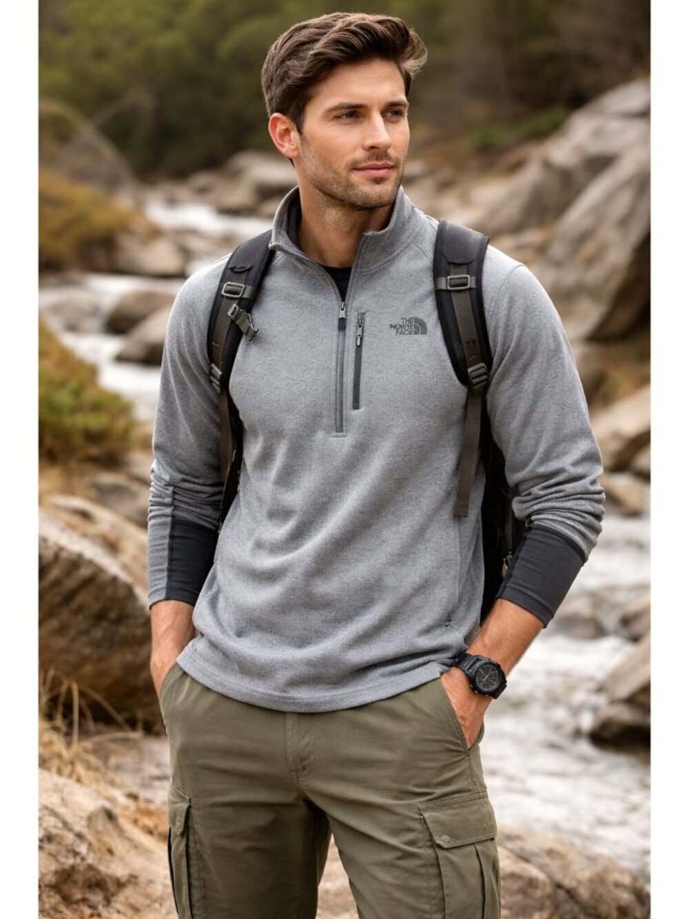 The North Face Canyonlands 1/2 Zip Pullover Gray Men's Small Fleece CUG0